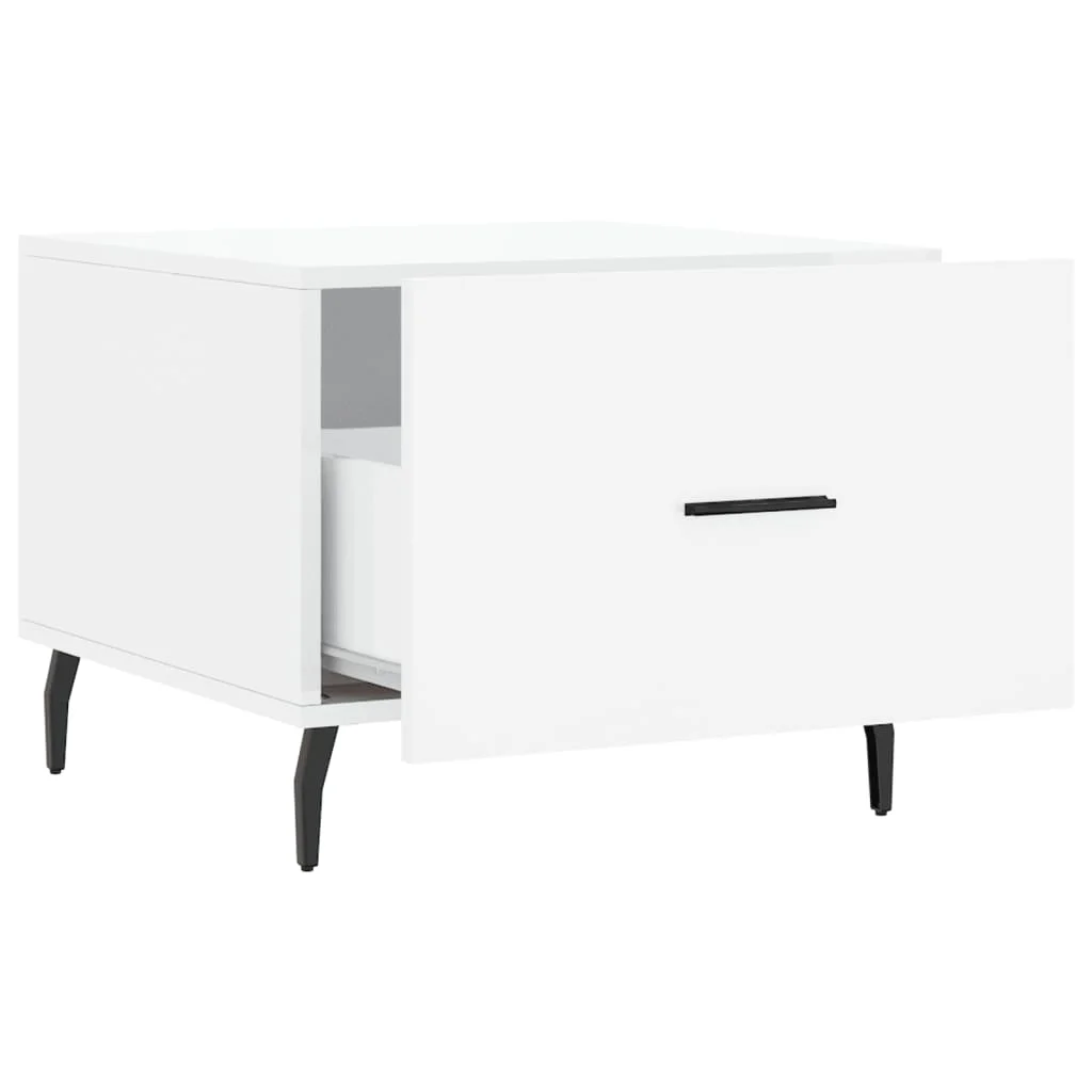 Konferenčné stolíky 2 ks lesklé biele 50x50x40 cm kompoz. drevo