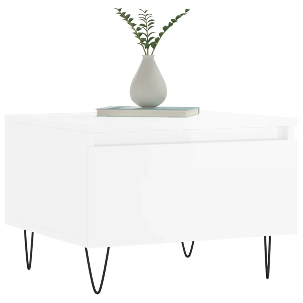 Konferenčné stolíky 2 ks lesklé biele 50x46x35 cm kompoz. drevo