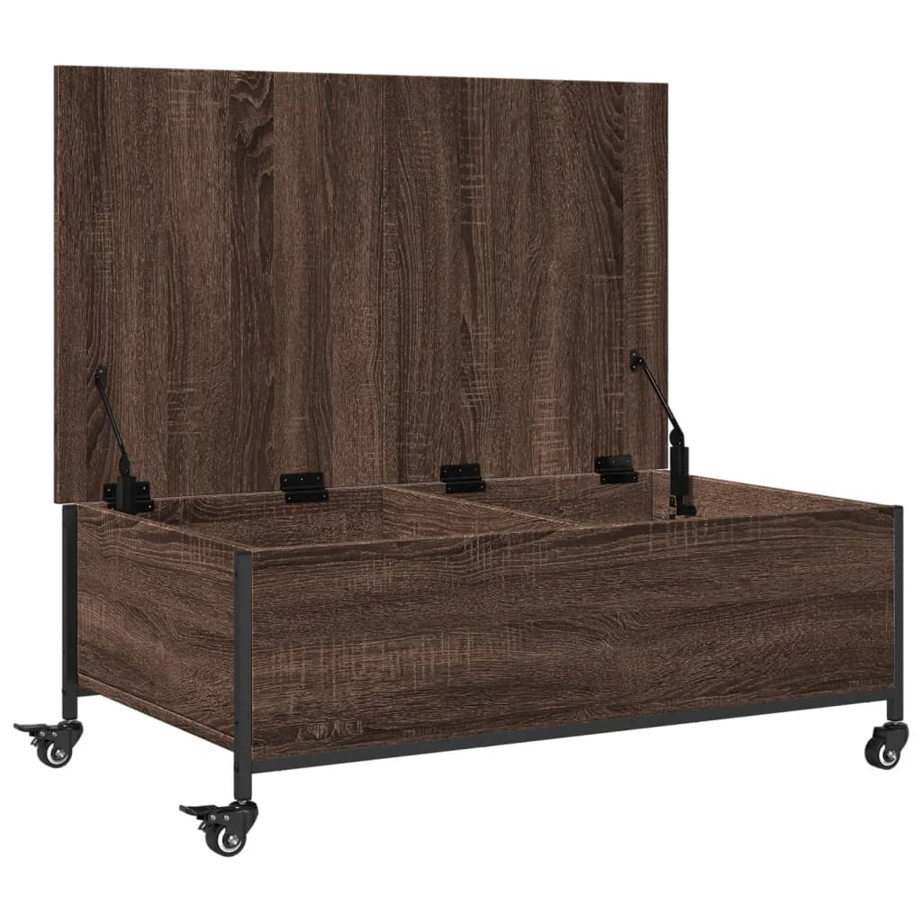 Konferenčný stolík+kolieska, hnedý dub 91x55x34 cm