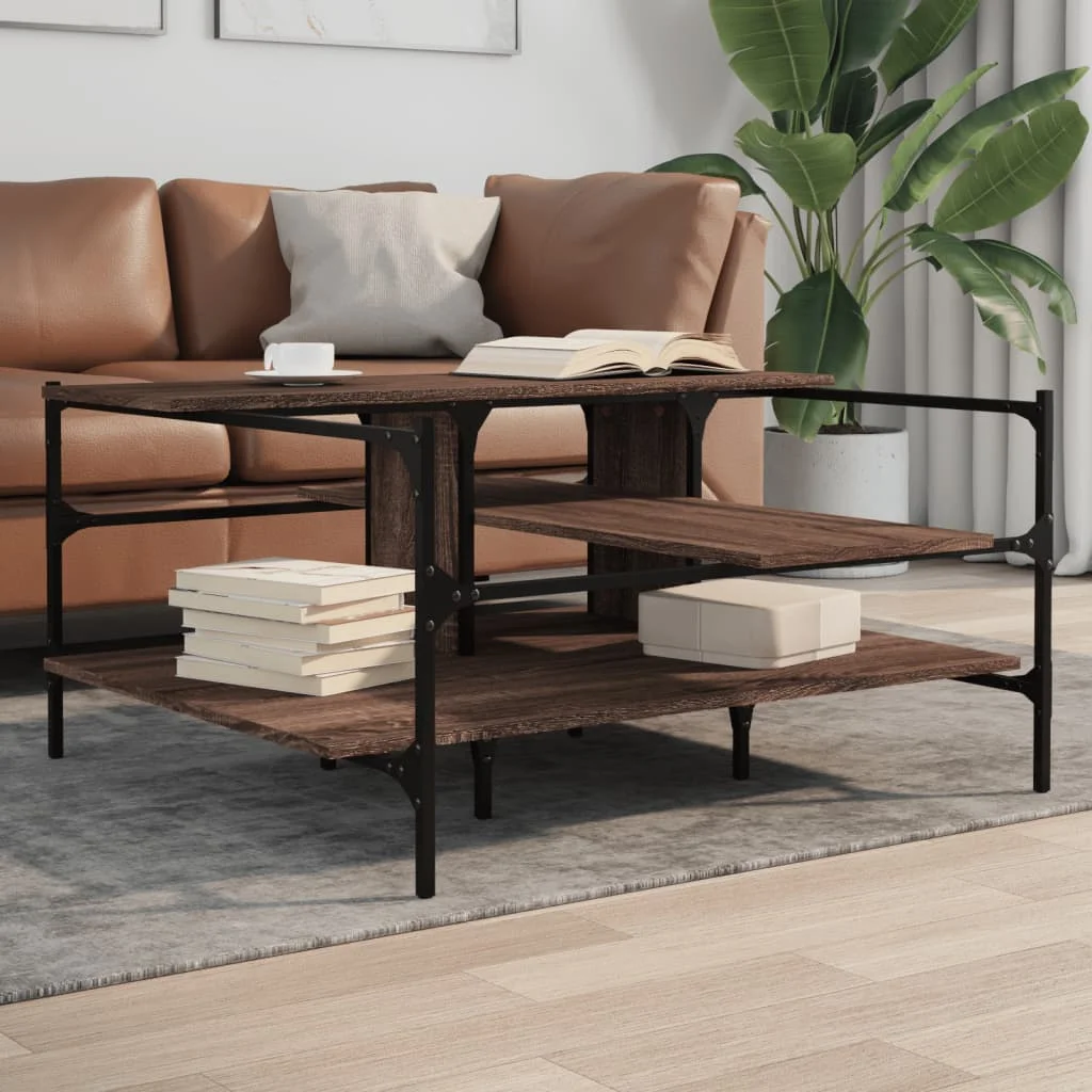Konferenčný stolík hnedý dub 100x100x48,5 cm spracované drevo