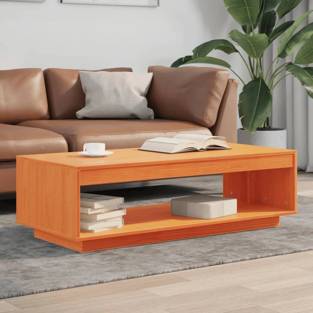 Konferenčný stolík voskovohnedý 110x50x33,5 cm borovicový masív
