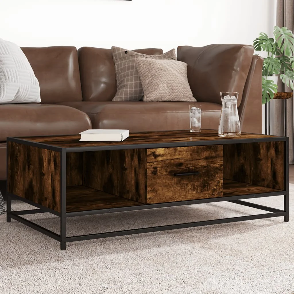 Konferenčný stolík dymový dub 100x57x35 cm kompozit.drevo a kov