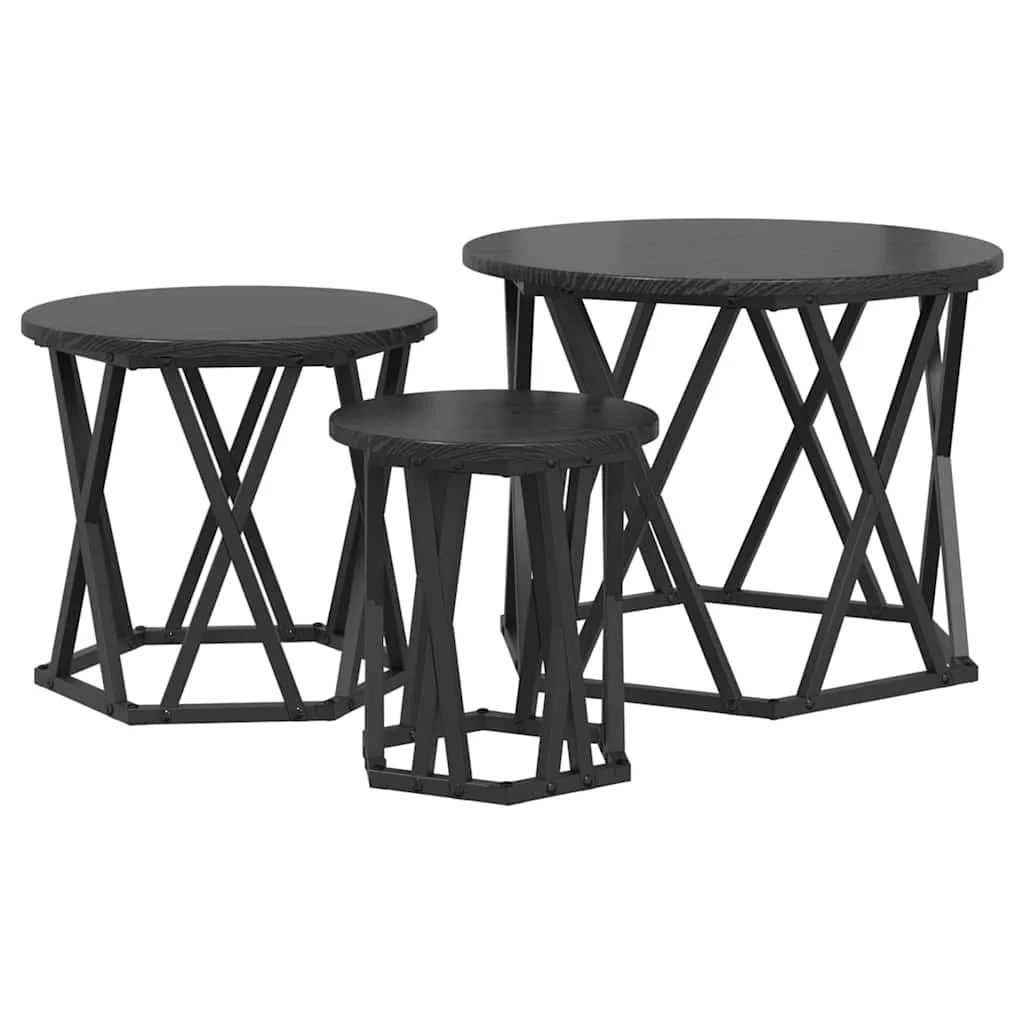 Zostaviteľný bočný stôl 3 pcs Čierny dub