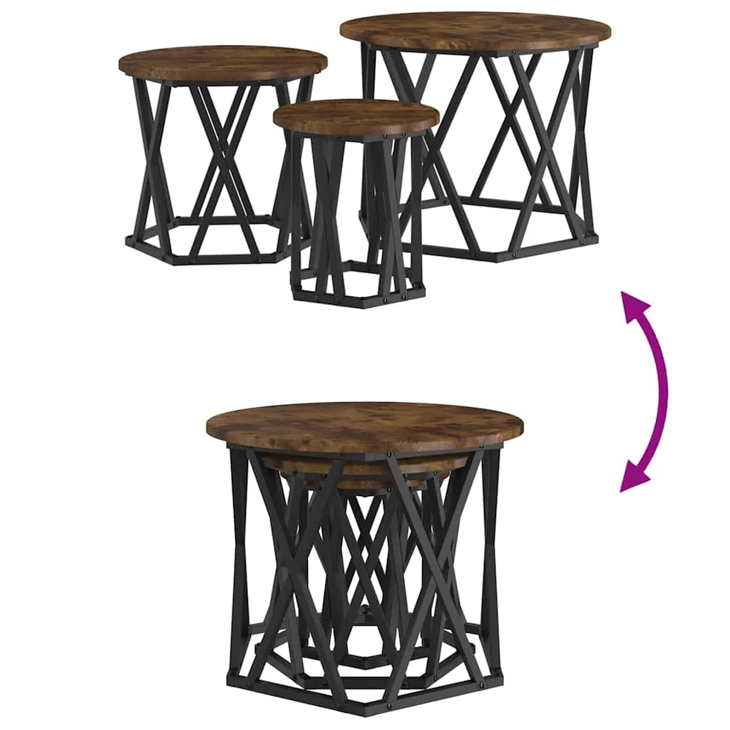 Zostaviteľný bočný stôl 3 pcs Dymová dub