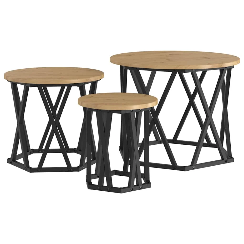 Zostaviteľný bočný stôl 3 pcs Remeselný dub