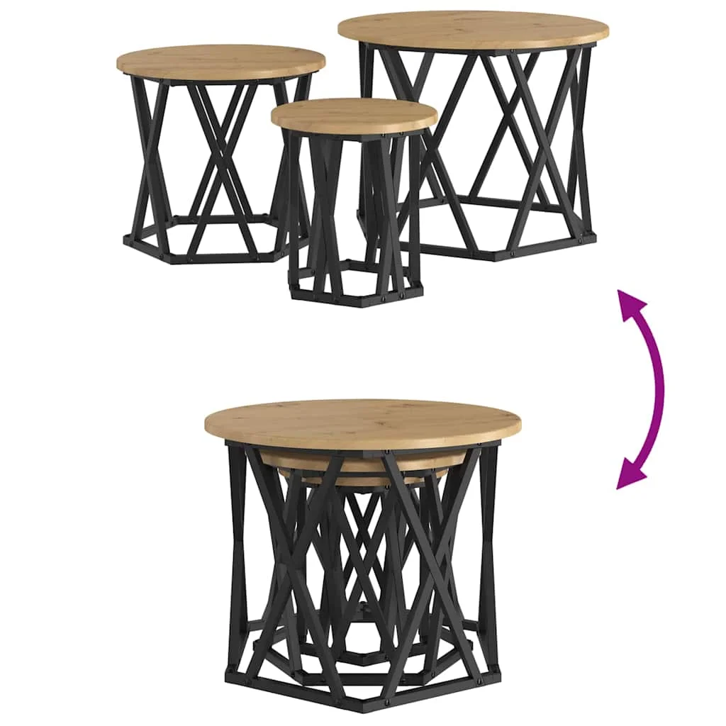 Zostaviteľný bočný stôl 3 pcs Remeselný dub