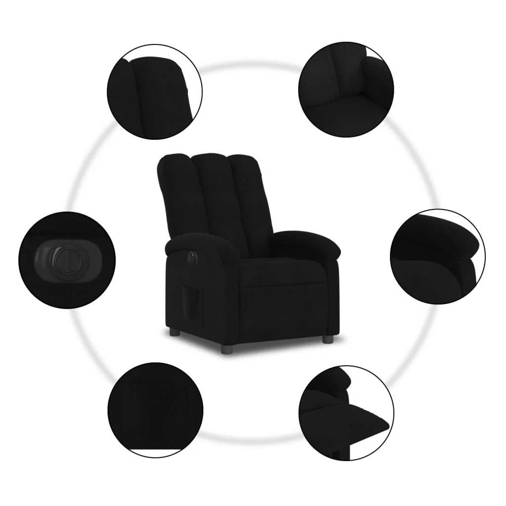 Elektrické sklápacie kreslo čierne látkové