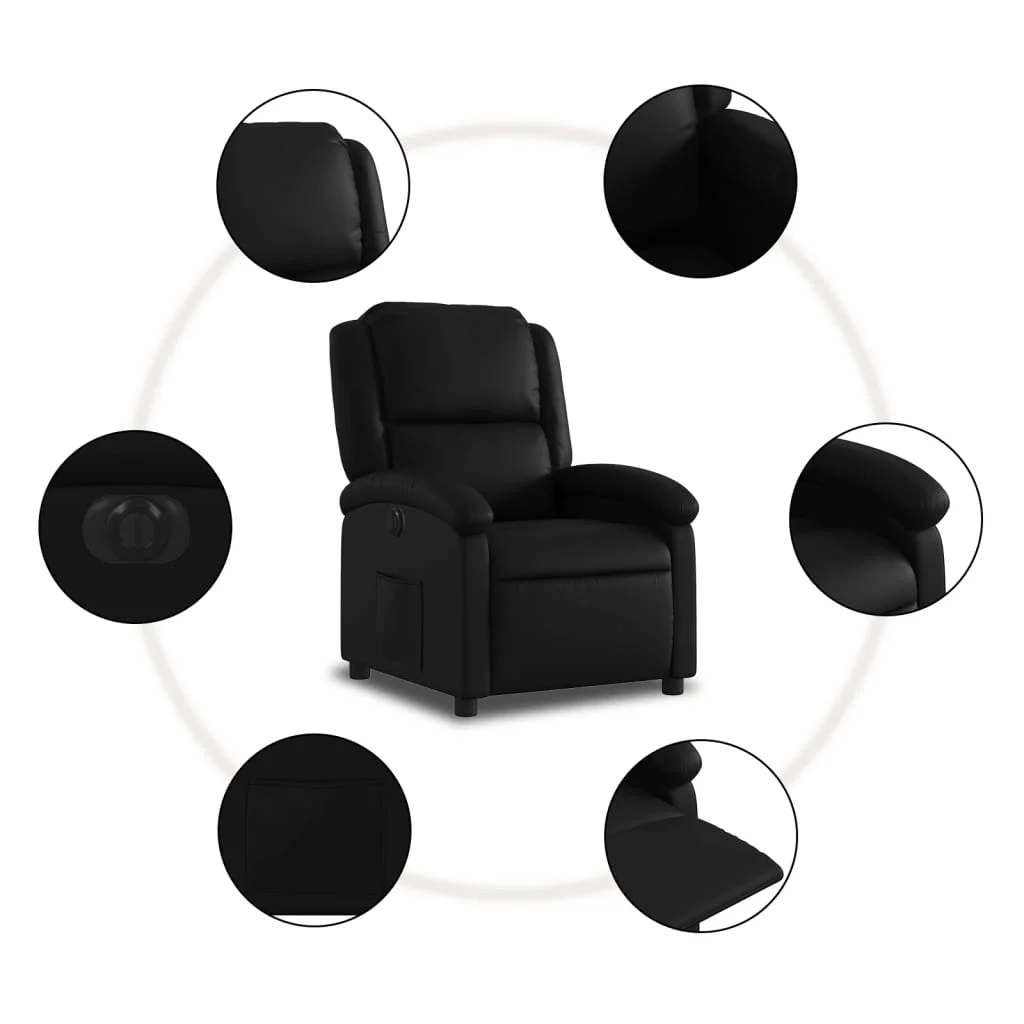 Elektrické sklápacie kreslo čierne umelá koža