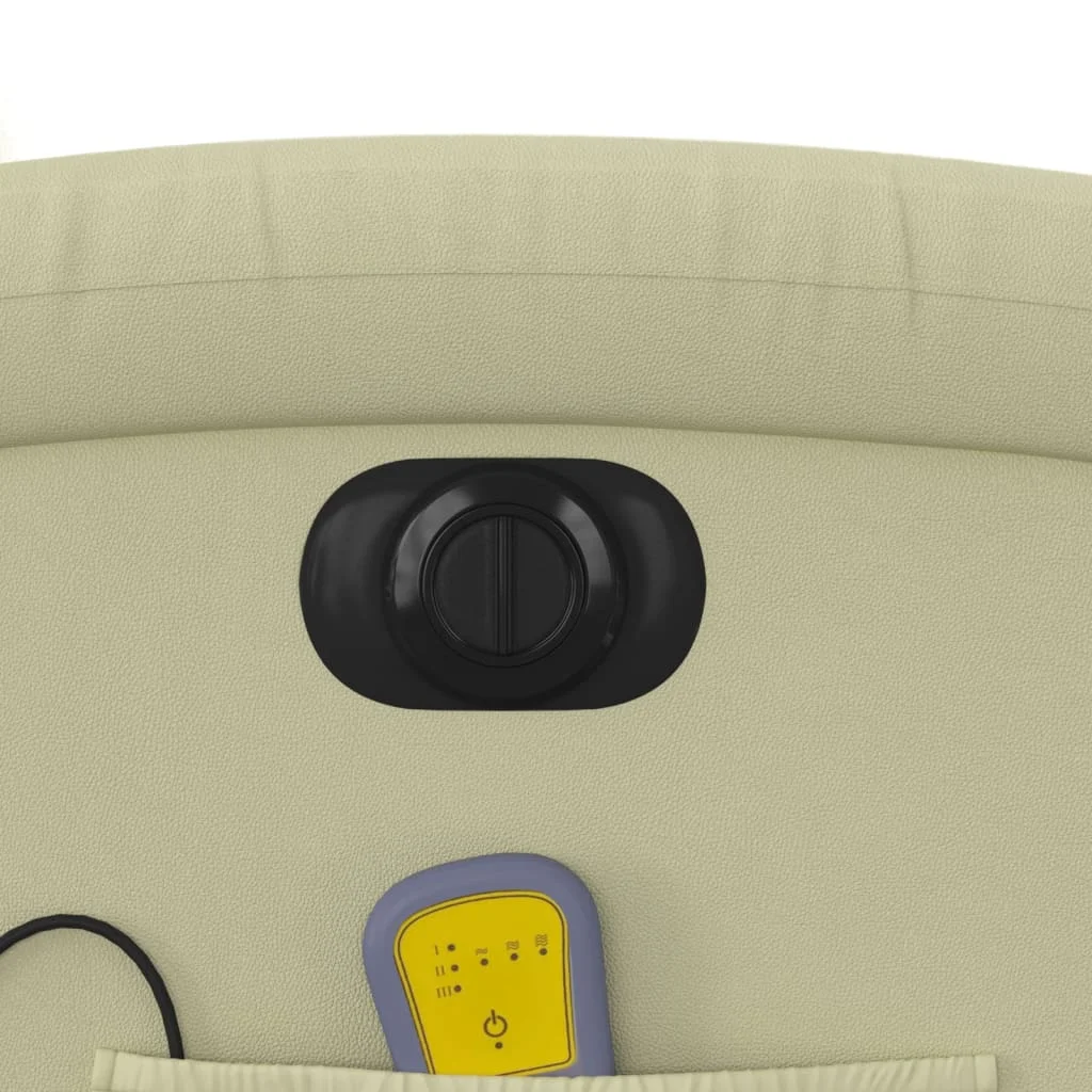 Elektrické masážne sklápacie kreslo krémové pravá koža