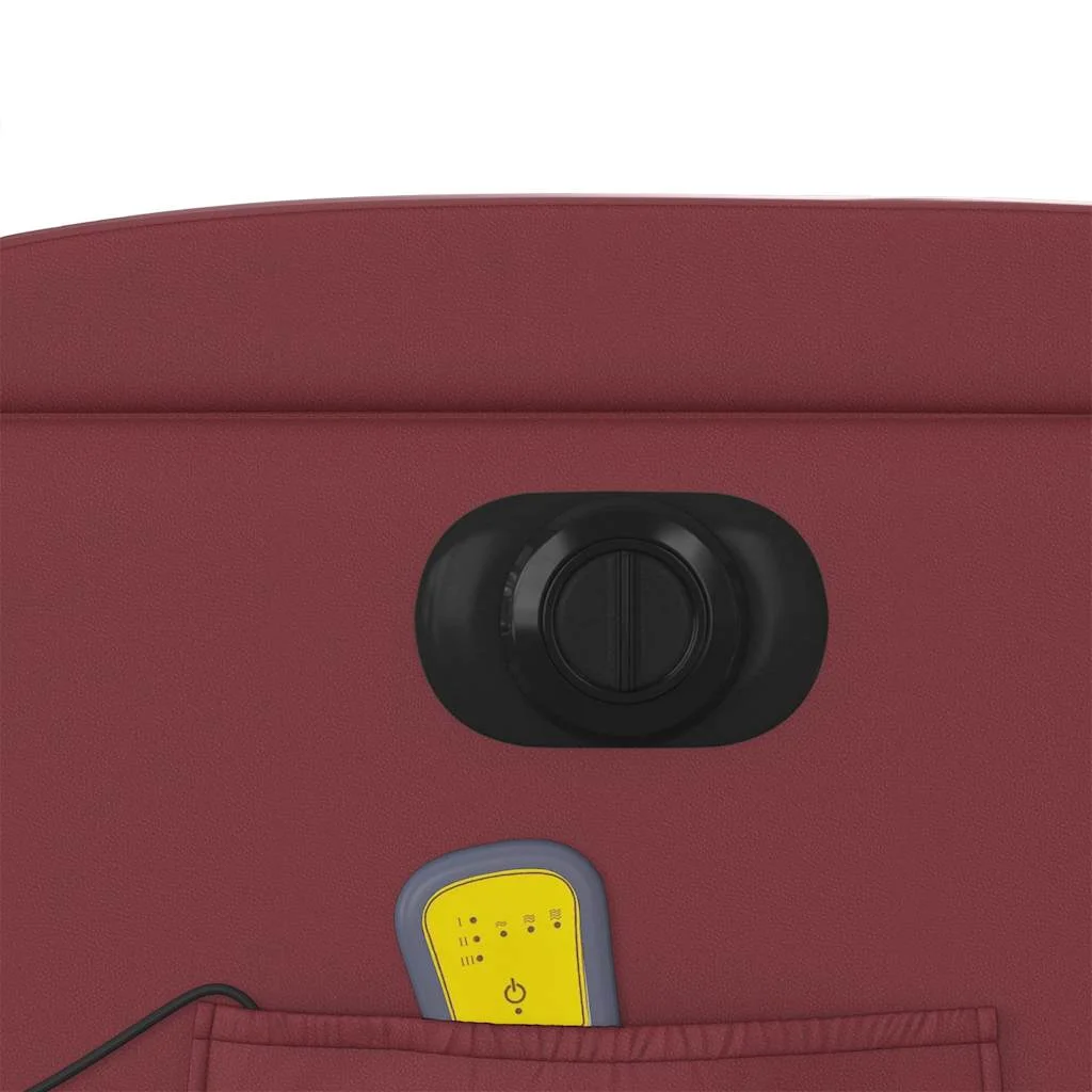 Elektrické masážne sklápacie kreslo vínovo červené umelá koža