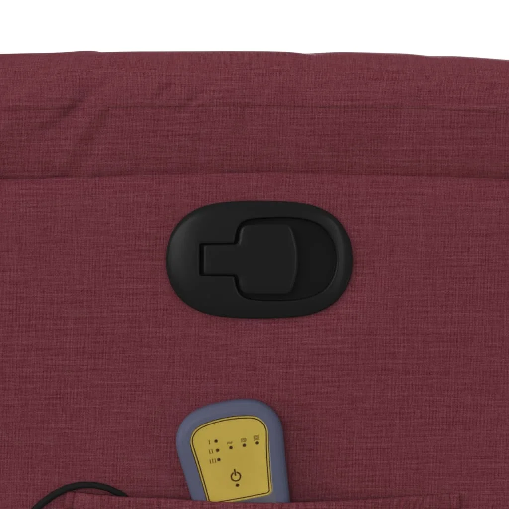 Zdvíhacie a sklápacie masážne kreslo vínovo-červené látka