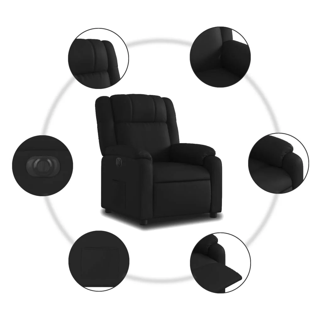 Elektrické sklápacie kreslo čierne umelá koža