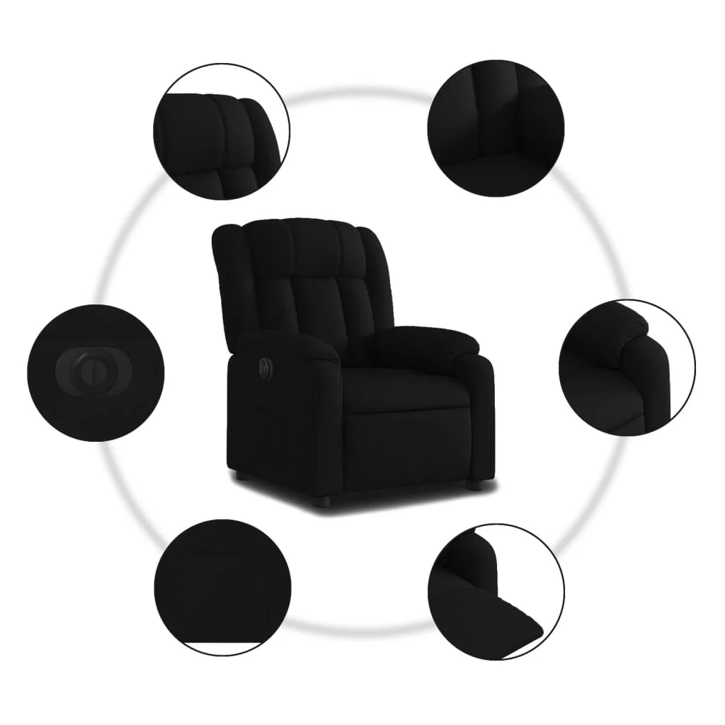 Elektrické sklápacie kreslo čierne látkové