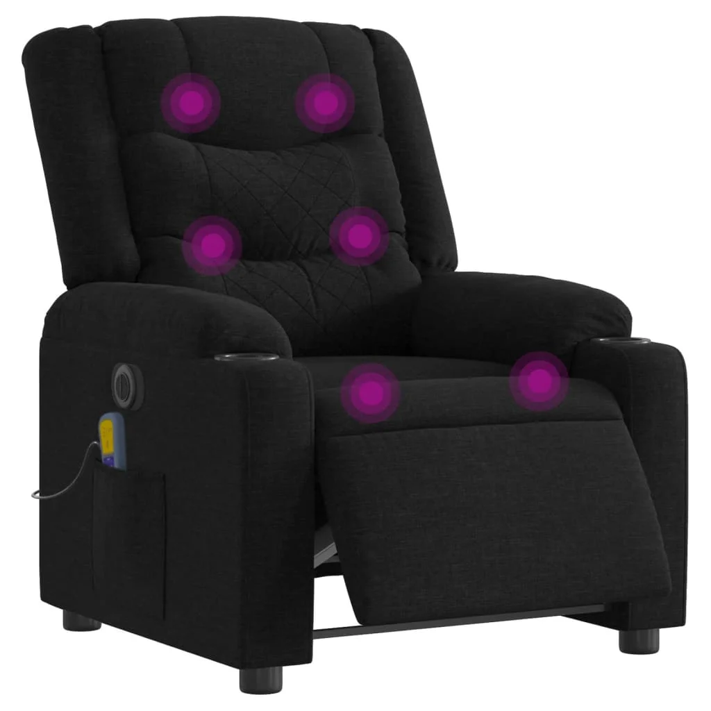 Elektrické masážne kreslo čierne látka