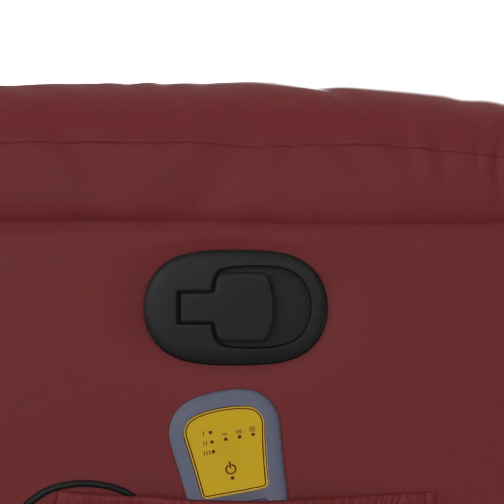 Zdvíhacie masážne sklápacie kreslo vínovočervené umelá koža