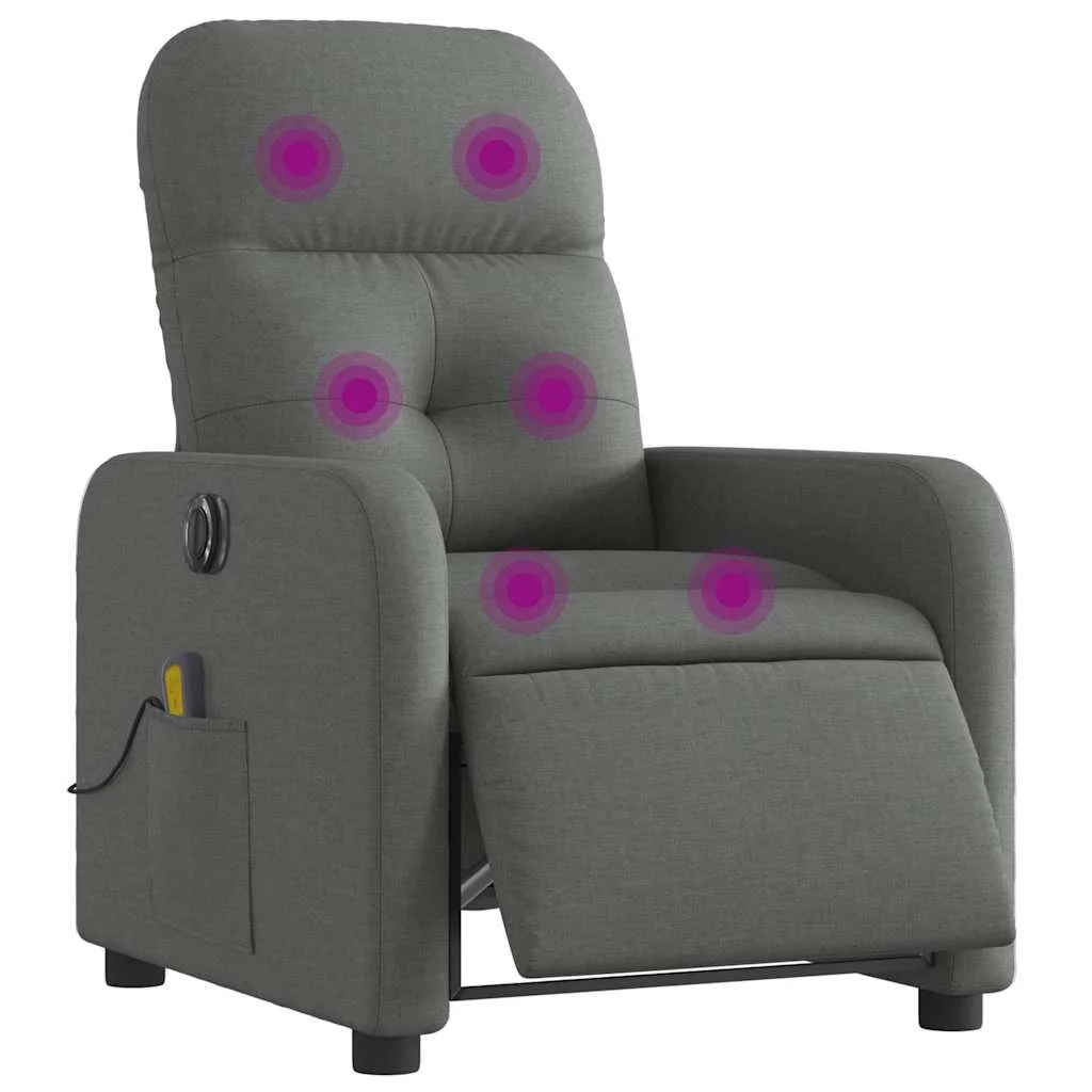 Elektrické masážne sklápacie kreslo tmavosivé látka