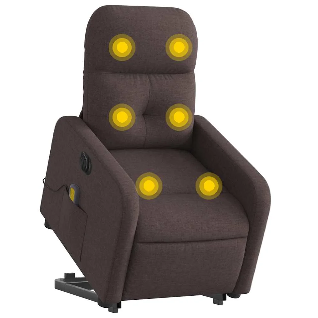 Zdvíhacie sklápacie elektrické masážne kreslo tmavohnedé látka