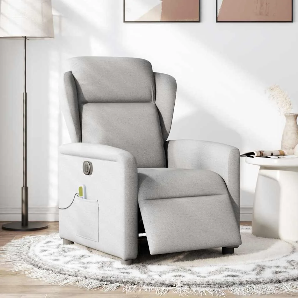 Elektrické masážne sklápacie kreslo oblakšedá látkové