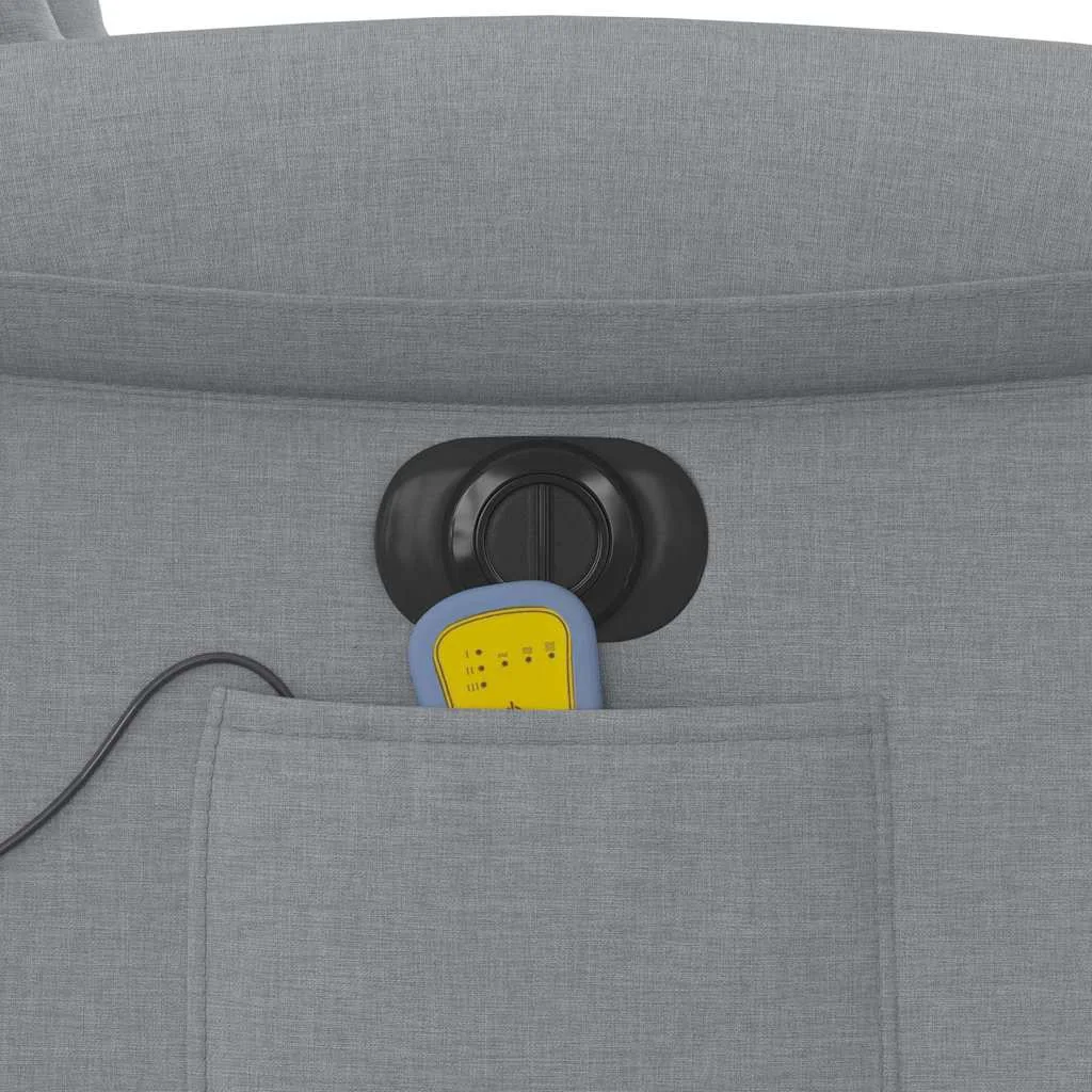 Elektrické masážne sklápacie kreslo bledosivé látkové