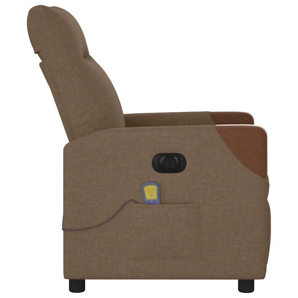 Elektrické masážne sklápacie kreslo hnedé látka