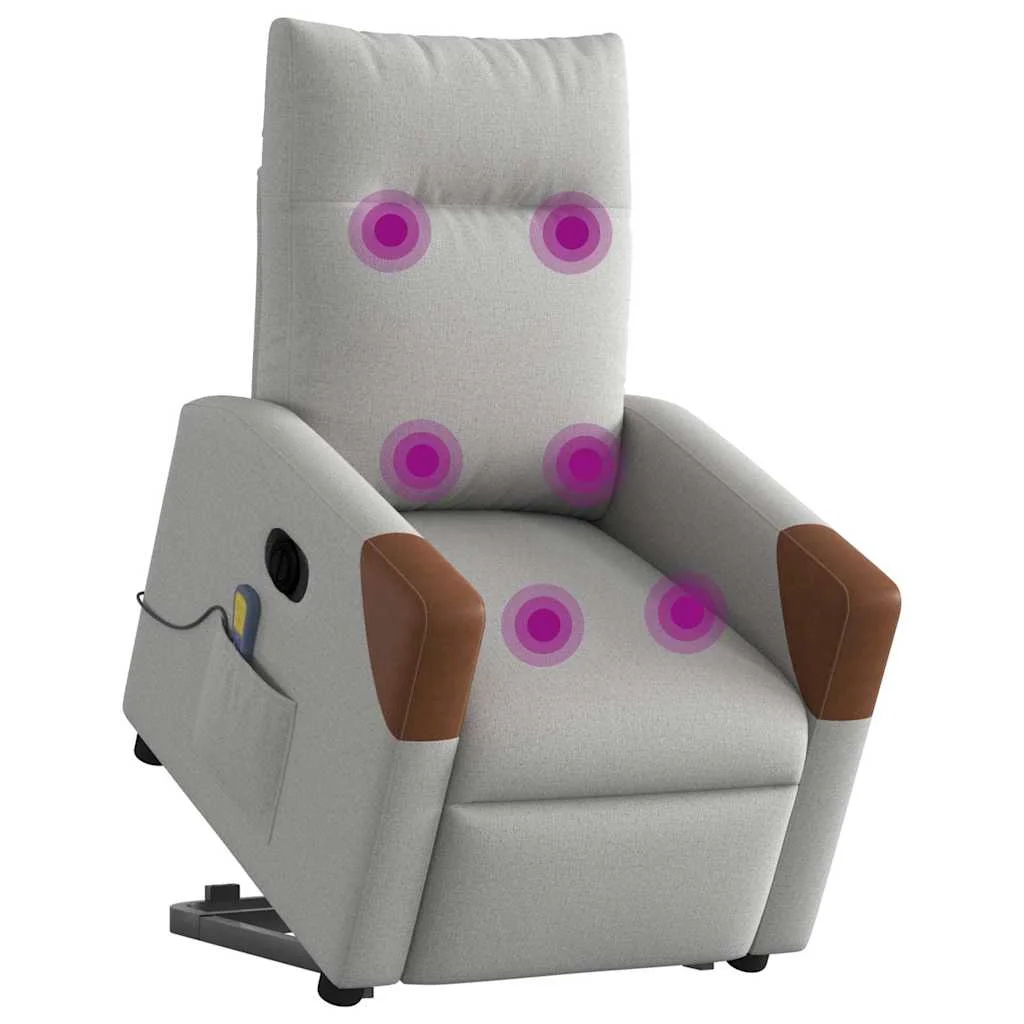 Zdvíhacie sklápacie elektrické masážne kreslo oblakšedá látka