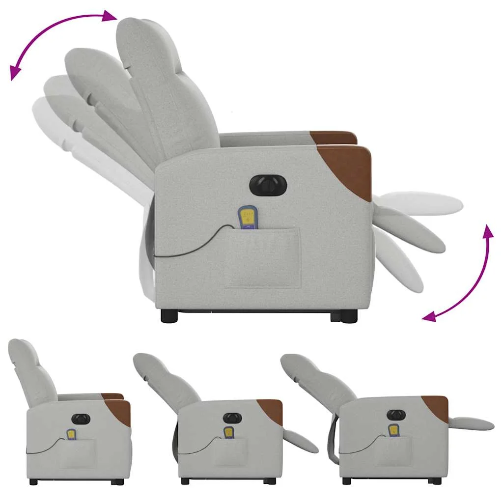 Zdvíhacie sklápacie elektrické masážne kreslo oblakšedá látka