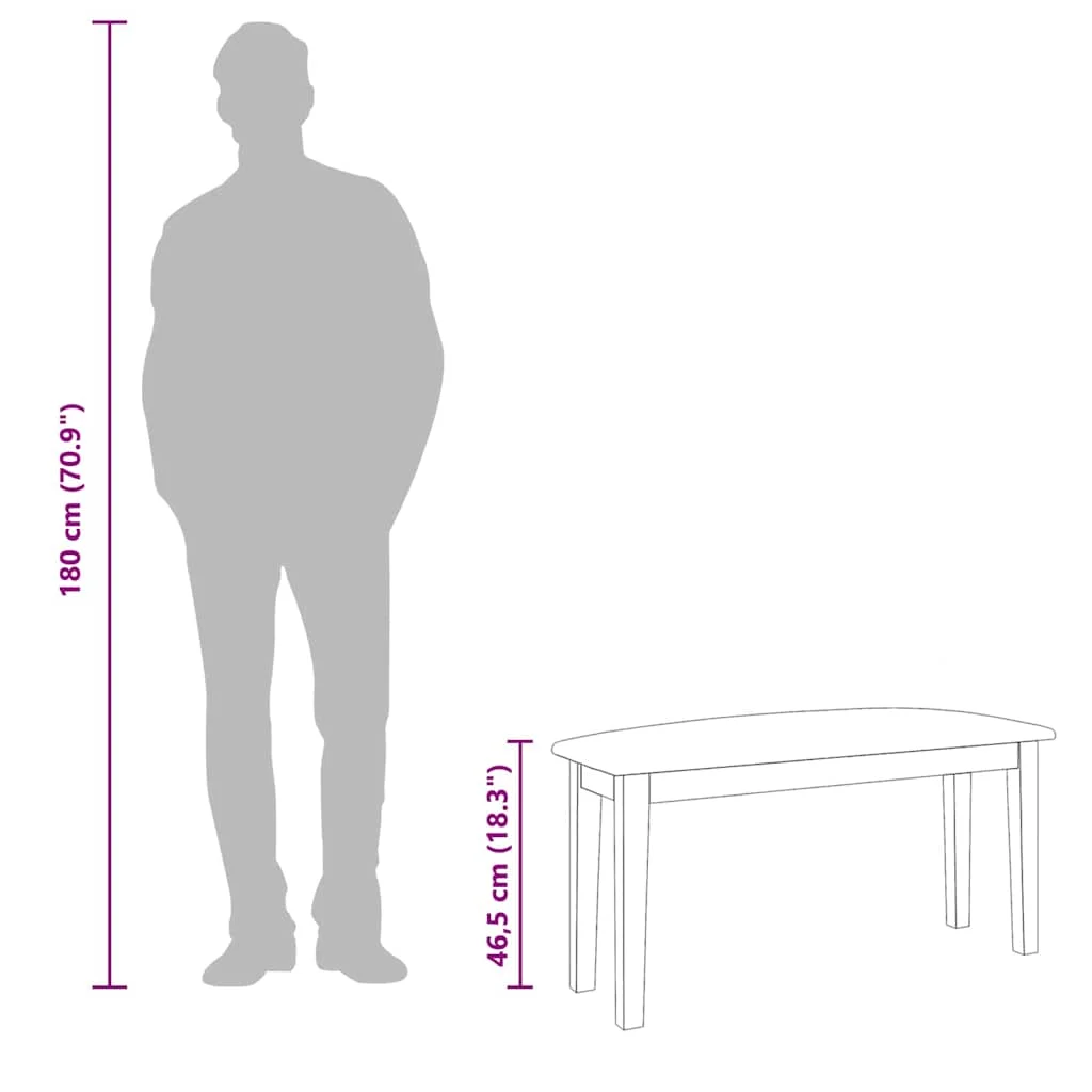 Lavica 90 cm Biela masívna drevená guma