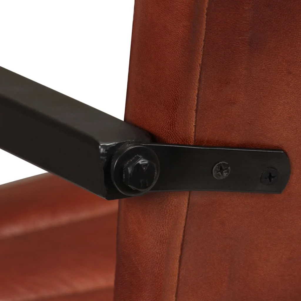 Jedálenské stoličky 2 ks hnedé pravá koža