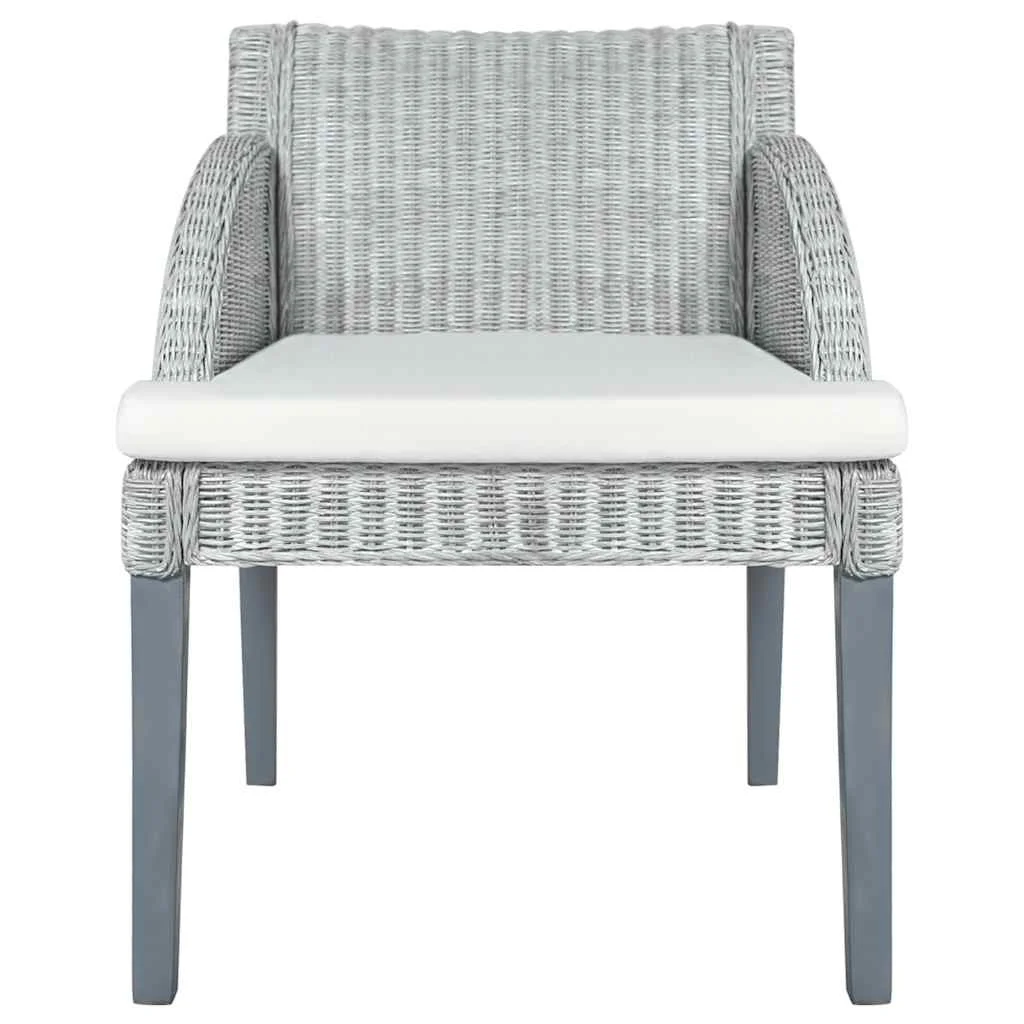 Jedálenské stoličky s podložkami 2 ks sivé prírodný ratan