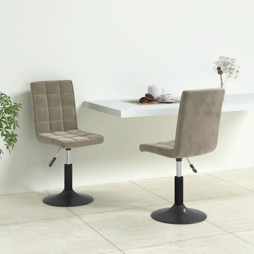 Otočné jedálenské stoličky 2 ks bledosivé zamatové
