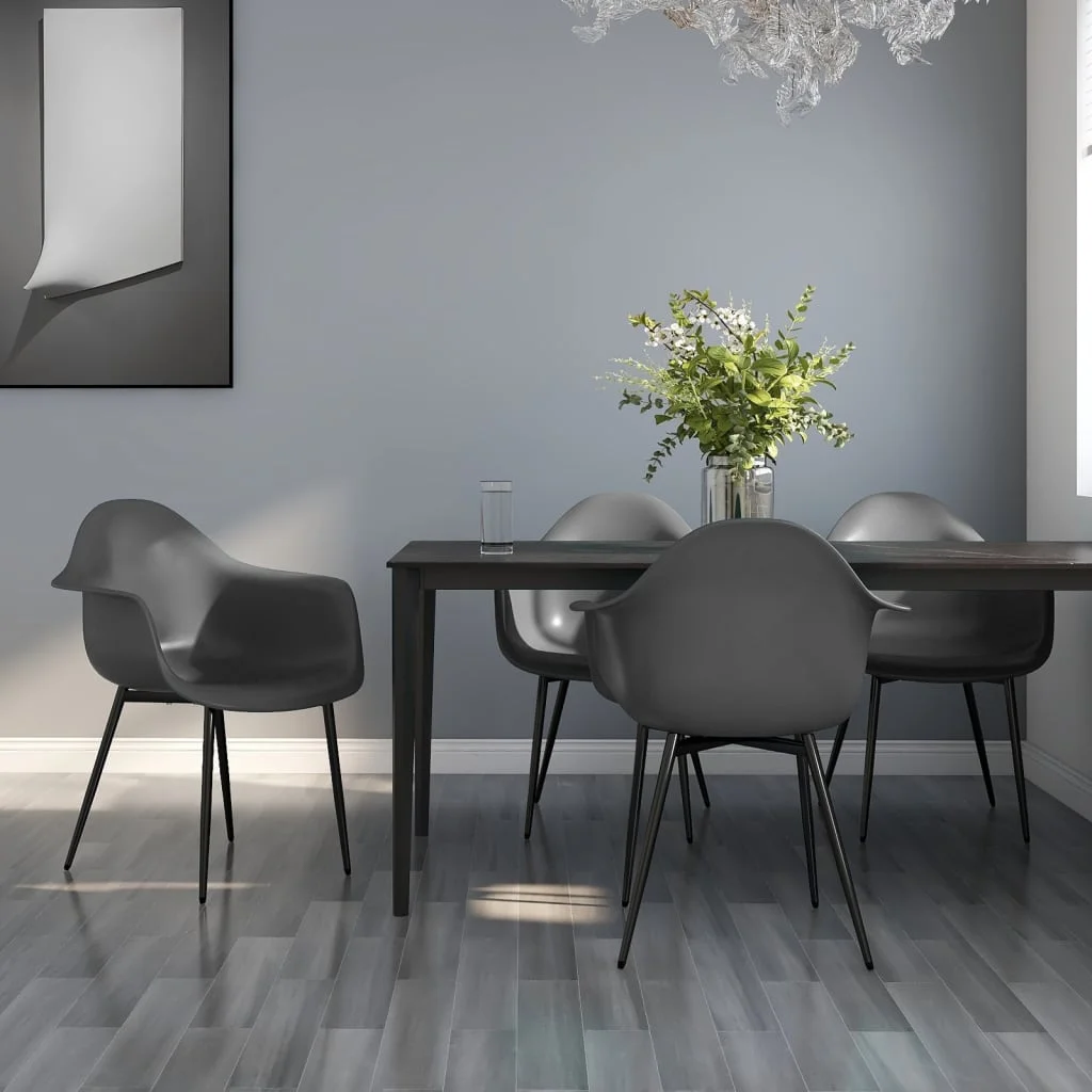 Jedálenské stoličky 4 ks, sivé, PP