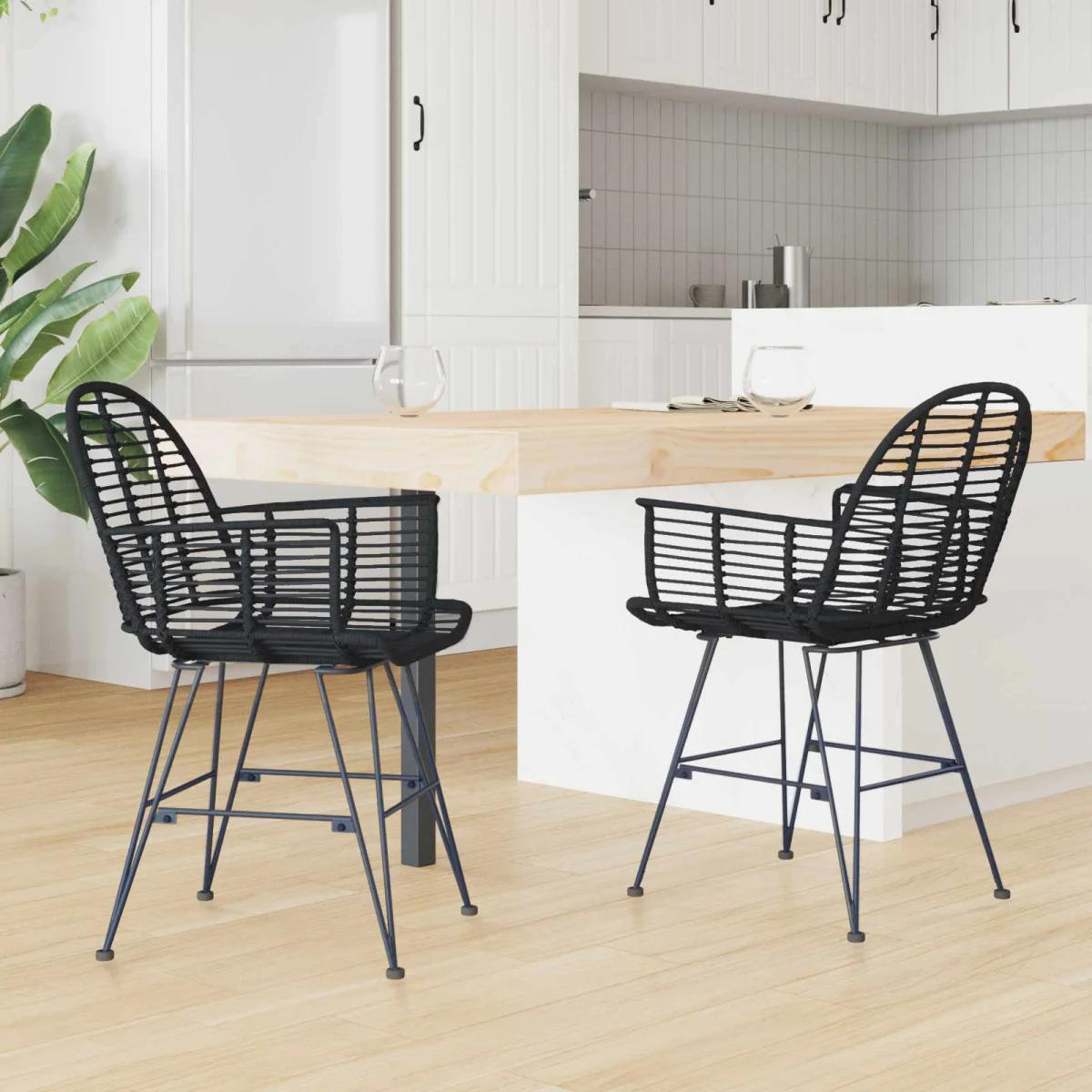 Jedálenská stolička 2 pcs Čierna 57 x 54.5 x 85 cm