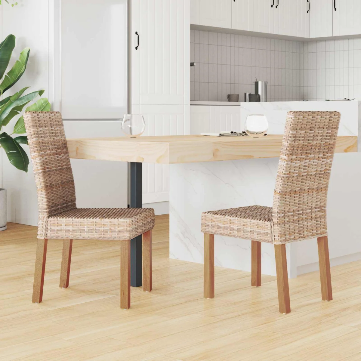 Jedálenská stolička 2 pcs Prírodná 45 x 54 x 93 cm