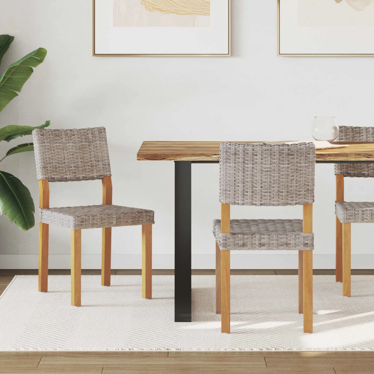 Jedálenská stolička 2 pcs Kubu šedá 46 x 55 x 84 cm Kubu ratan