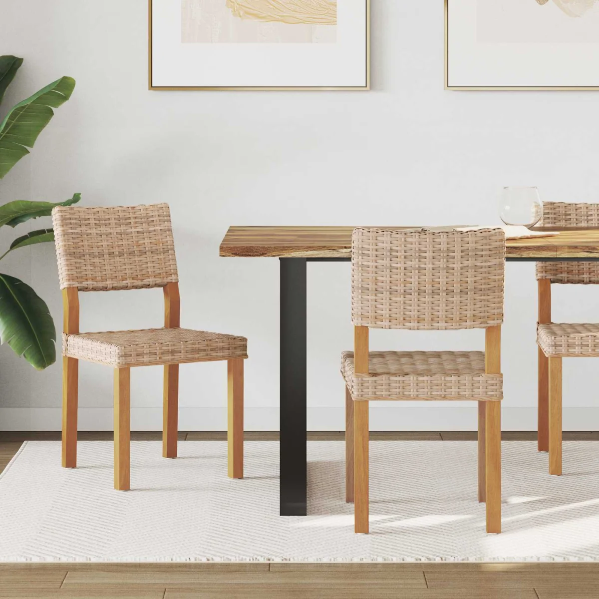 Jedálenská stolička 2 pcs Prírodná 46 x 55 x 84 cm Kubu ratan