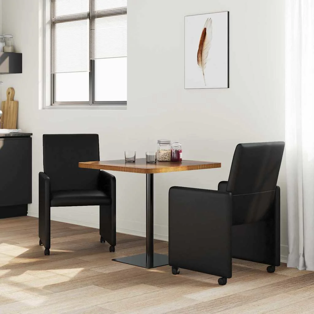 Jedálenské stoličky na kolieskach 2 pcs Čierna 57 x 66 x 94 cm