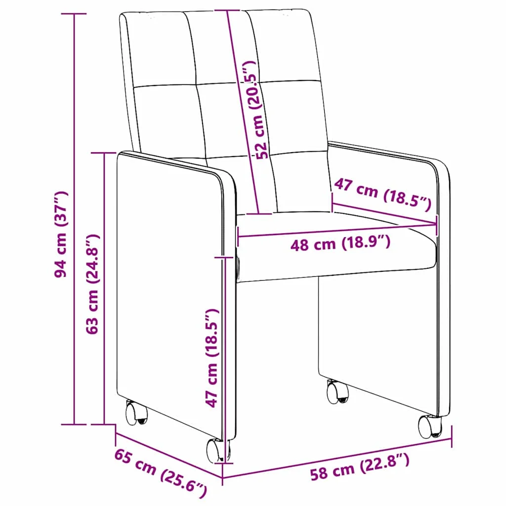 Jedálenské stoličky na kolieskach s kolesami 2 pcs Tmavo šedá