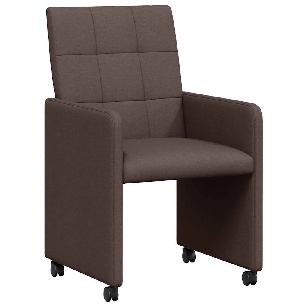 Jedálenské stoličky na kolieskach s kolesami 2 pcs Tmavo hnedá