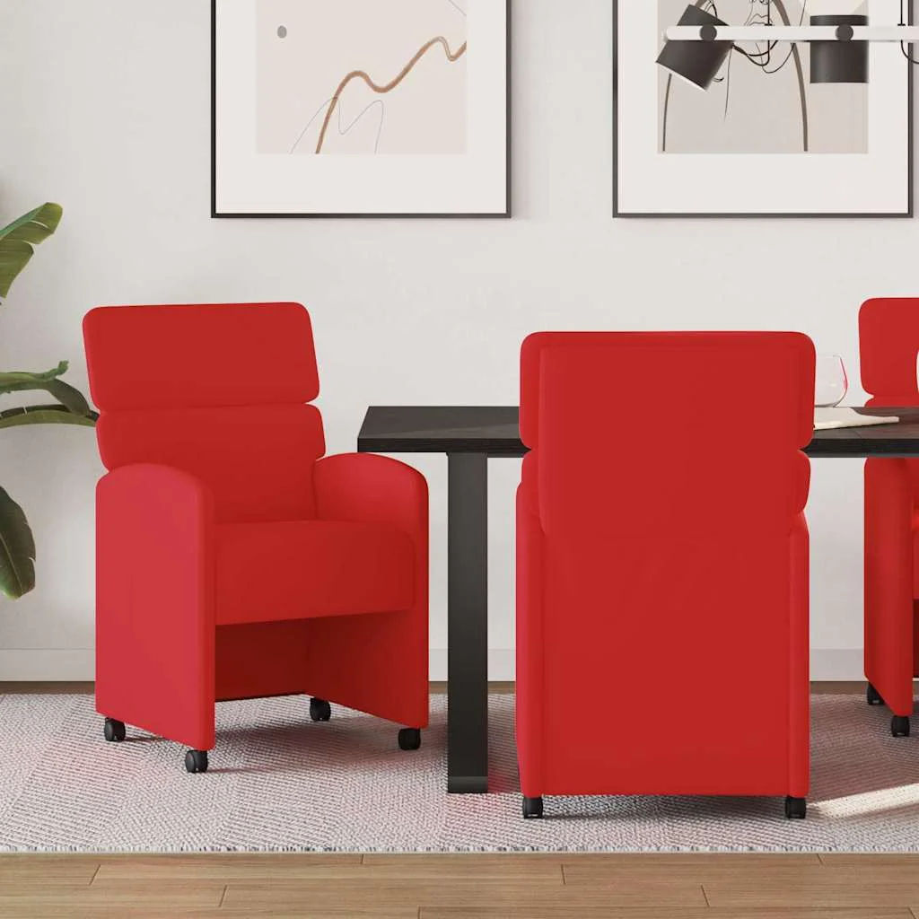 Jedálenské stoličky na kolieskach 2 pcs Červená 58 x 65 x 98 cm