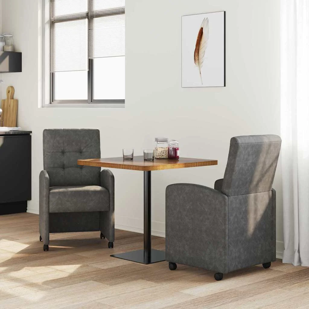 Jedálenské stoličky na kolieskach 2 pcs Čierna 57 x 67 x 98 cm