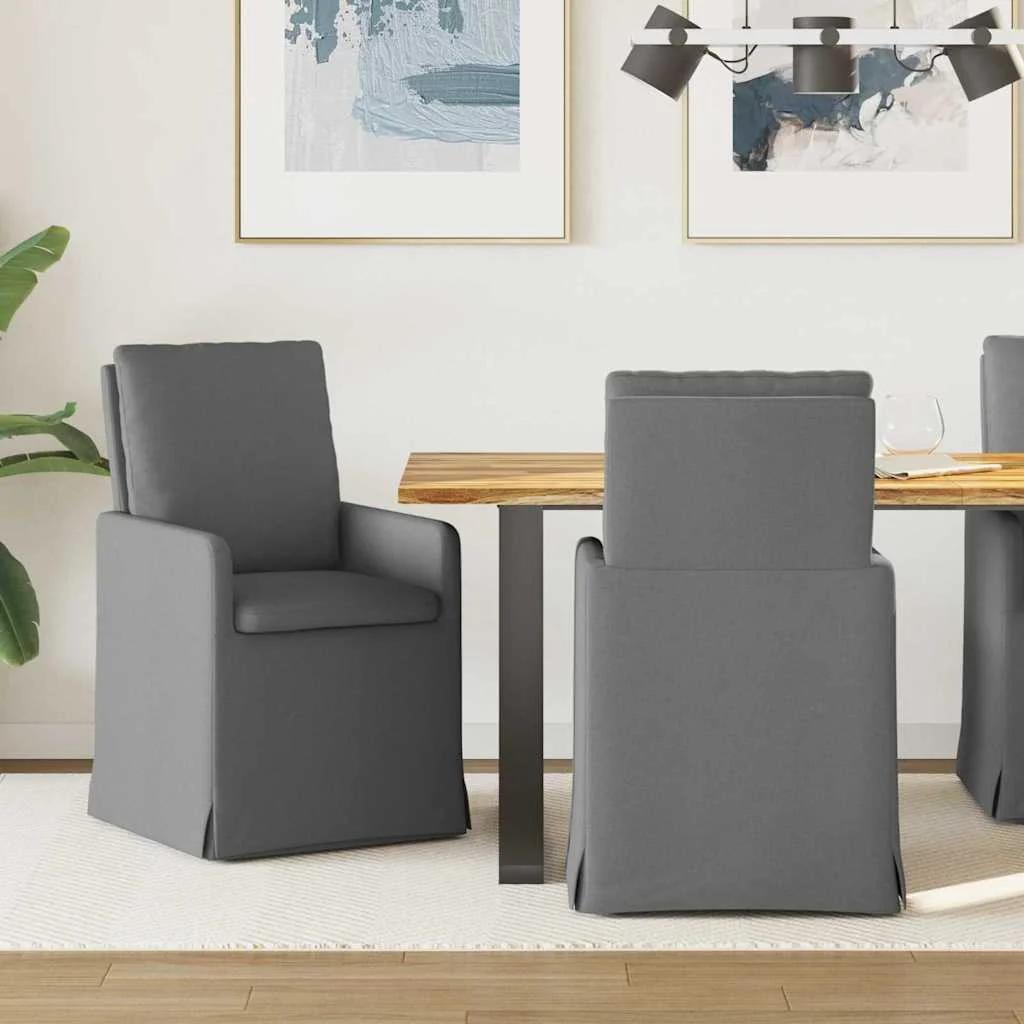 Jedálenské stoličky 2 pcs Tmavo šedá 57 x 67 x 98 cm látka