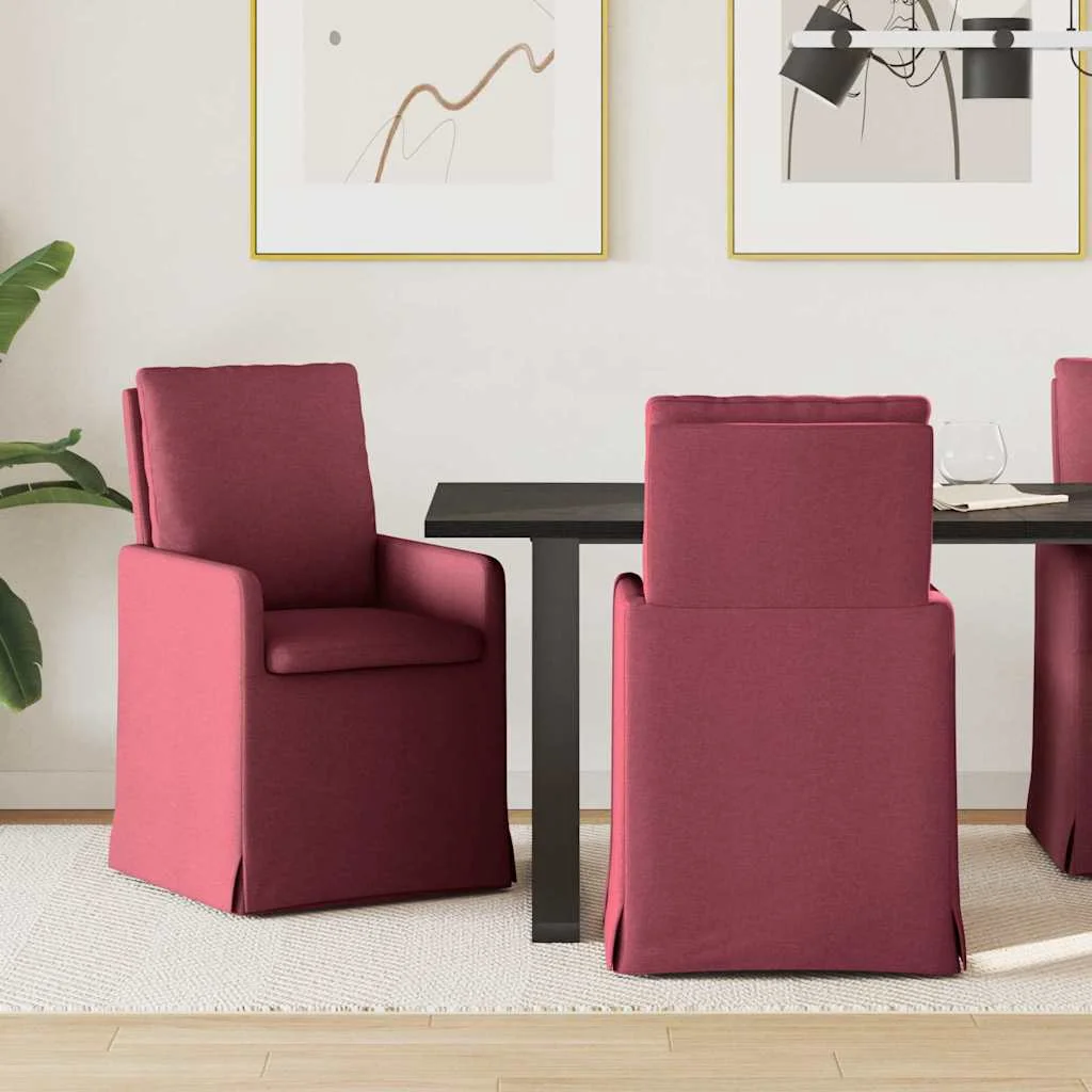Jedálenské stoličky 2 pcs vínovo červená 57 x 67 x 98 cm látka