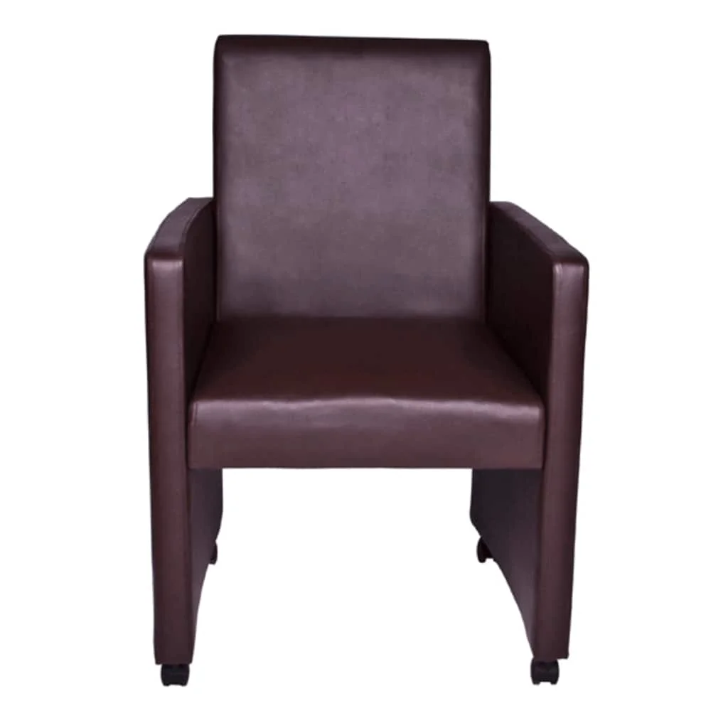 Jedálenské stoličky 2 ks hnedé umelá koža