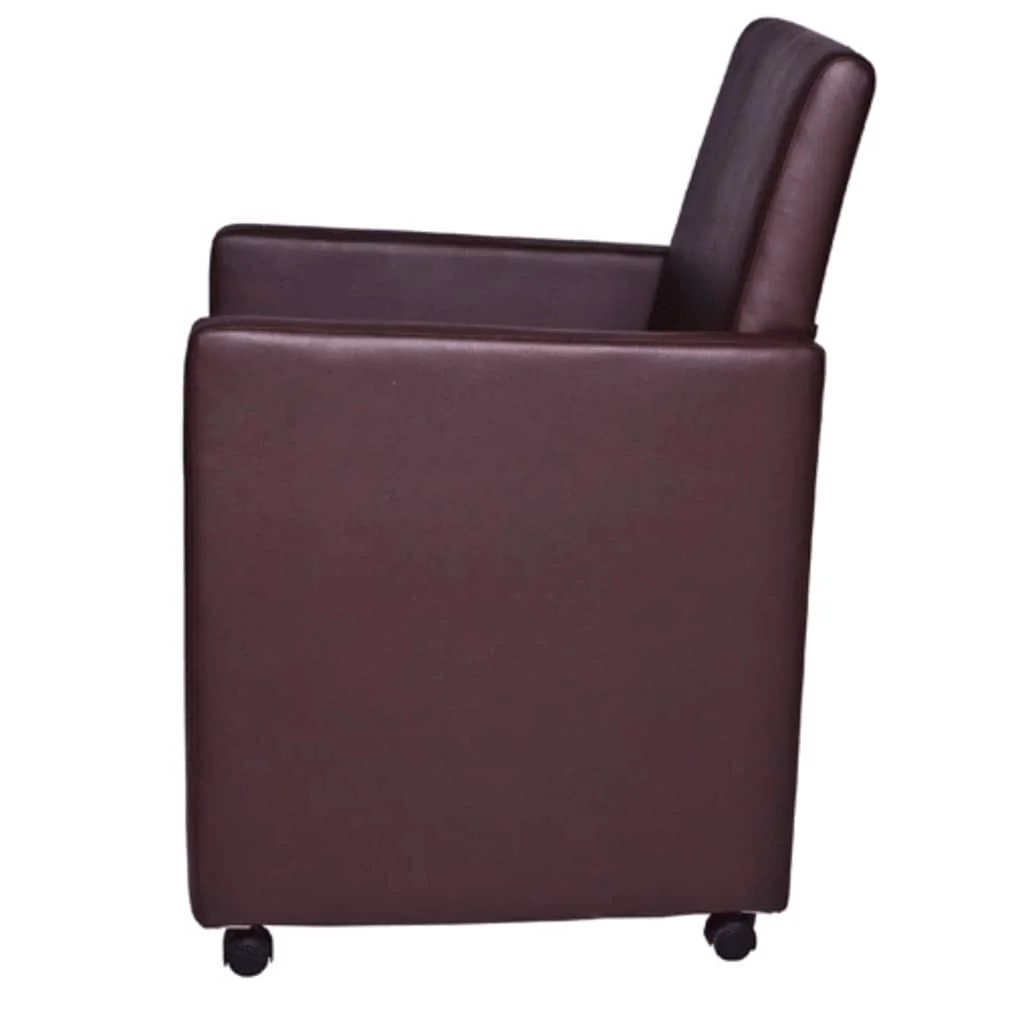 Jedálenské stoličky 2 ks hnedé umelá koža