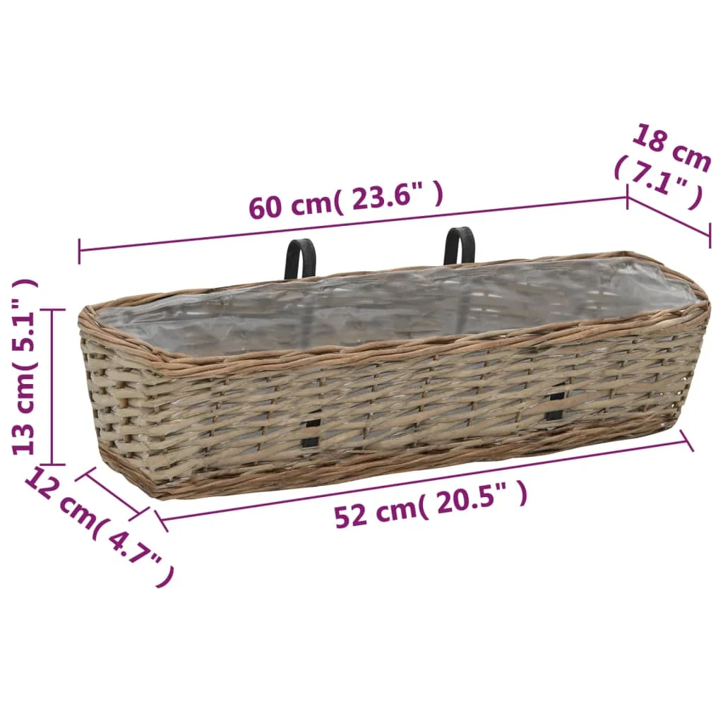 Balkónové kvetináče 2 ks 60 cm prútené s PE obložením