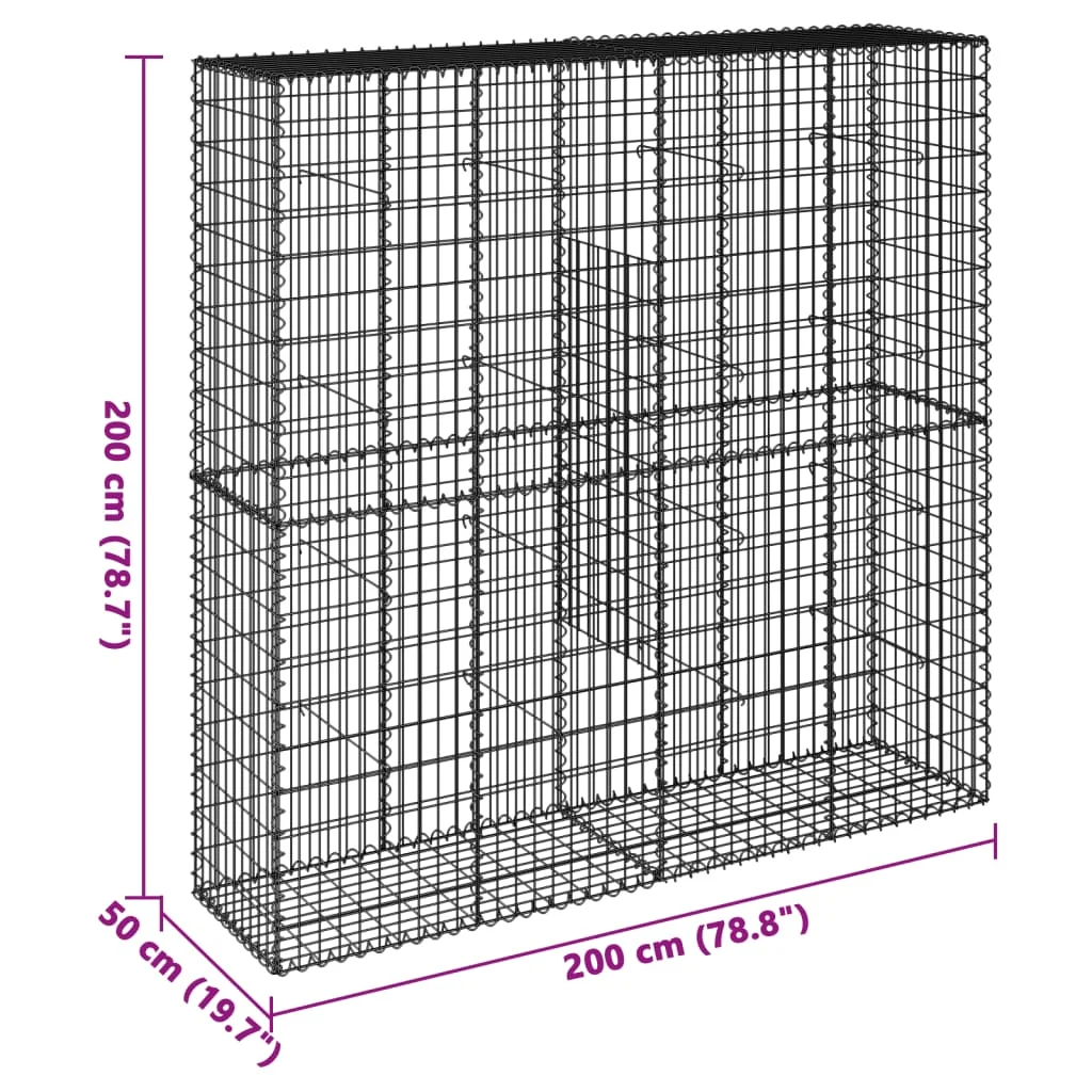 Gabiónový kôš s krytom 200x50x200 cm pozinkované železo