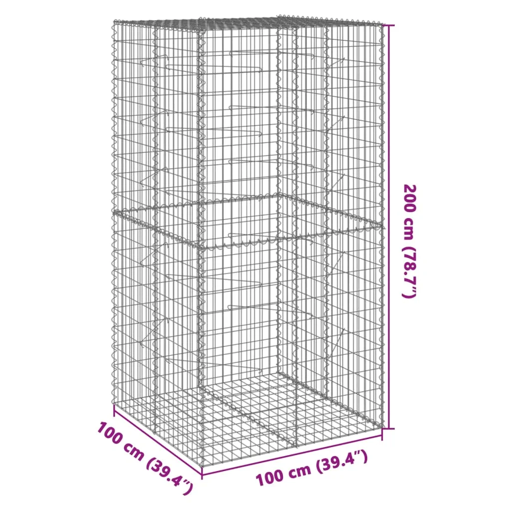 Gabiónový kôš s krytom 100x100x200 cm pozinkované železo