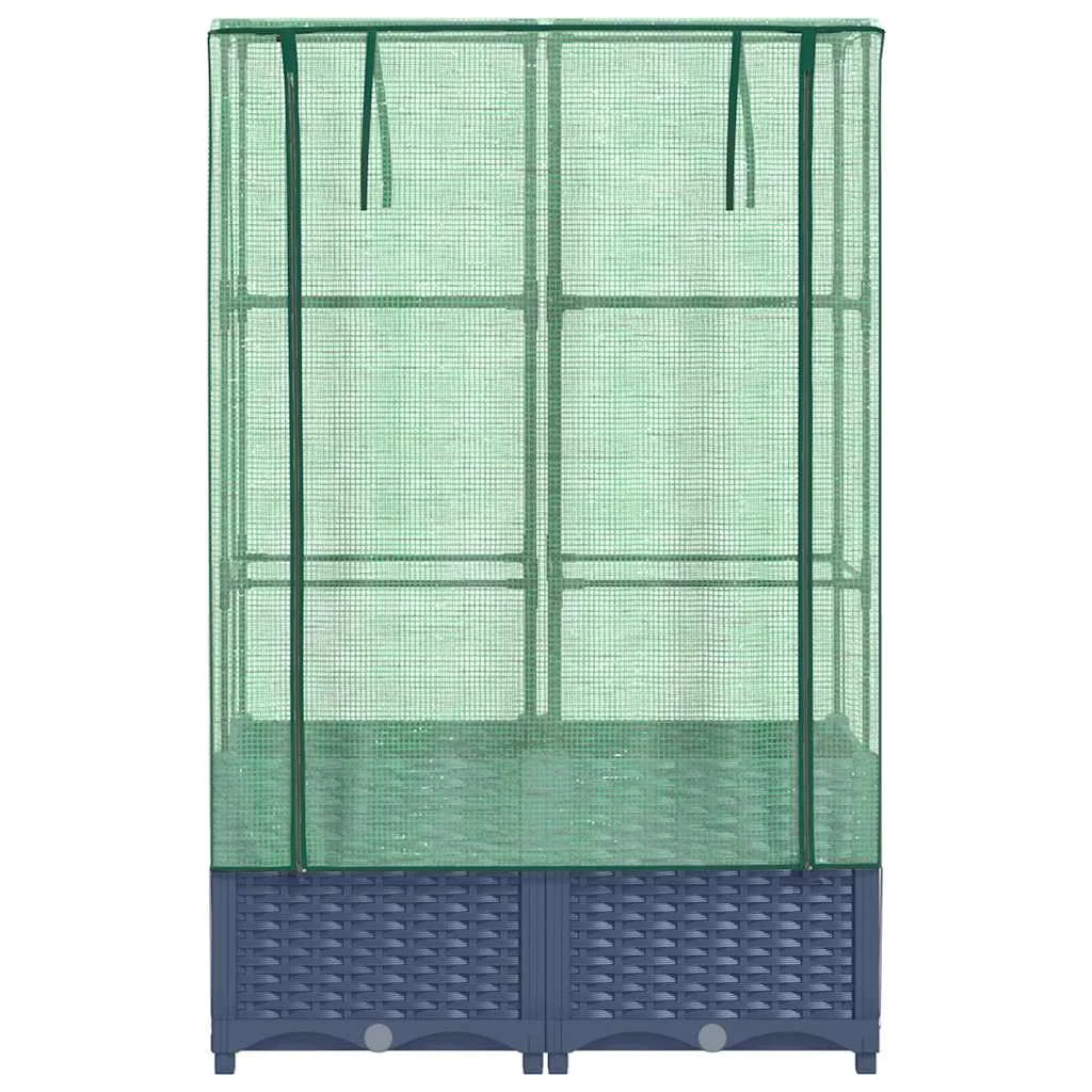 Záhon s krytom na skleník ratanový vzhľad 80x40x138 cm