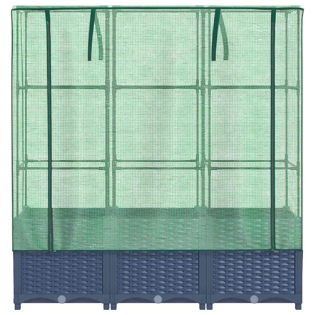 Záhon s krytom na skleník ratanový vzhľad 120x40x123 cm