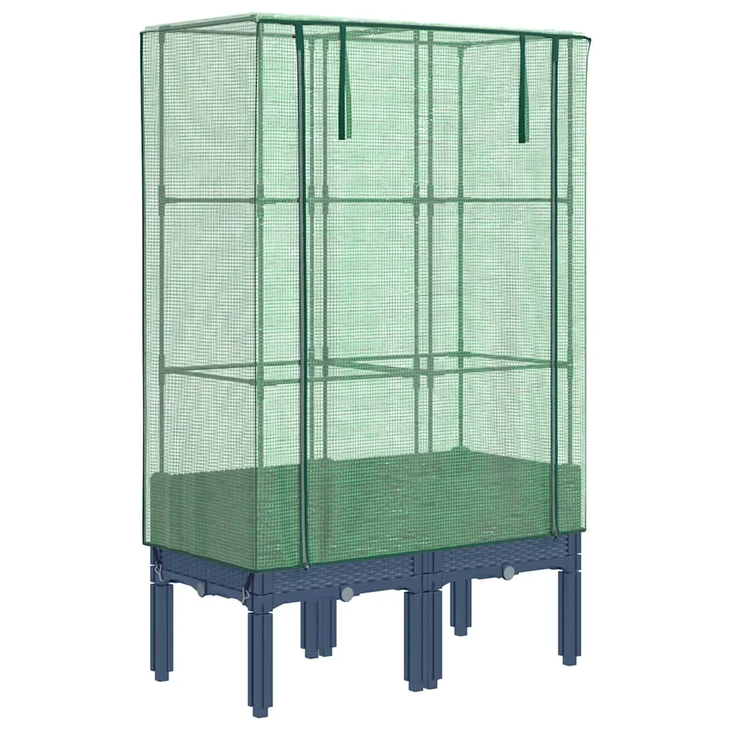 Záhon s krytom na skleník ratanový vzhľad 80x40x140 cm